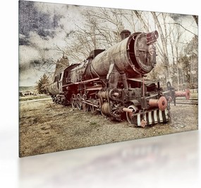 Historický sklenený obraz lokomotívy (70x50 cm)