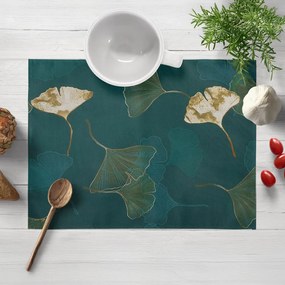 Biante Bavlnené prestieranie na stôl Sandra SA-428 Ginkgo listy na petrolejovom 30x40 cm