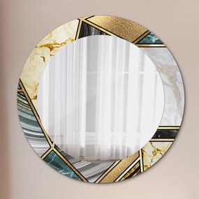 Okrúhle ozdobné zrkadlo Mramor a zlato fi 60 cm
