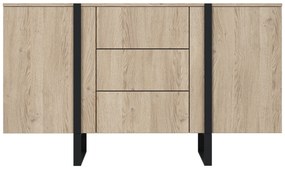 Dvojdverová komoda Verica 150 cm so zásuvkami - dub biszkoptový / čierne nohy