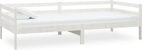 vidaXL Denná posteľ biela borovicový masív 90x200 cm
