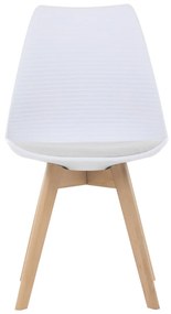 Autronic - Židle jídelní, bílá plastová skořepina, sedák bílá látka, masiv přírodní buk - CT-X7056 WT AKCE