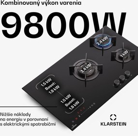 Klarstein MultiChef 5 Wok, indukčná a plynová varná doska, 5 varných zón, 3 plynové horáky, 2 indukčné varné dosky, FlexZone