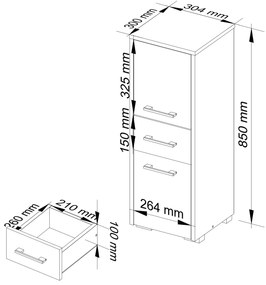 Kúpelňová skrinka Fulgor 2D 1SZ (dub artisan + biela). Vlastná spoľahlivá doprava až k Vám domov. 1117563