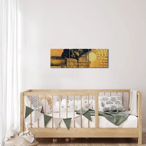 Obraz - List ginkgo (s hodinami) (90x30 cm)