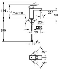 GROHE 2313200E - Umývadlová batéria EUROCUBE veľkosť S lesklý chróm