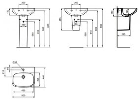 Ideal Standard i.life A - Umývadlo 500x440 mm, s prepadom, biela T470701