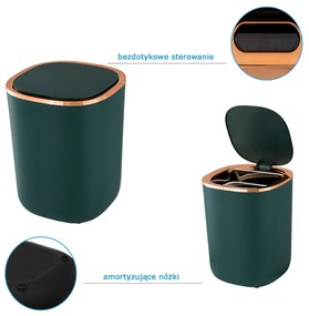 Gamma Gamma, automatický odpadkový kôš 12L, zelená-ružové zlato, GMA-KS-Z