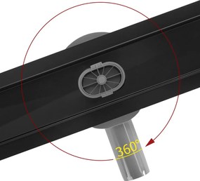Rea Neox Pro, odtokový žľab 50cm s 360 stupňovým otočným sifónom, čierna matná, REA-G2741