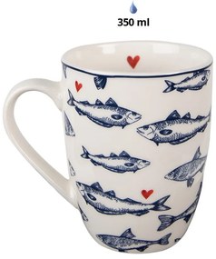 Porcelánový hrnček s rybkami Sun Sea And Fish - 12 * 8 * 10cm / 350ml