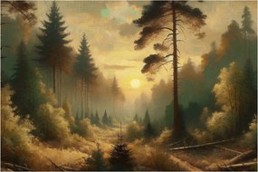 Obraz - Slnko žiariace lesom (90x60 cm)