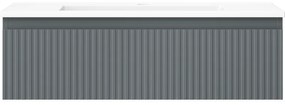Mexen Rivel, kúpeľňová skrinka 80 cm s umývadlom Otis, 1 zásuvka, drážkovaná, grafitová matná/biela matná, 91A20-08023-1-BF66-W18M01