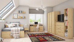 Široká komoda so 4 zásuvkami Carlos, dub artisan, 120 cm