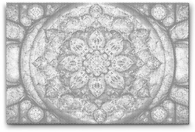 Gario Bodkovanie Mandala s kvetom uprostred Rozmery: 40 x 60 cm, Rámovanie: S vnútorným rámom, Farba bodiek: Čierna