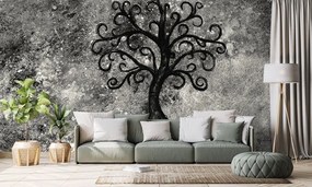 Samolepiaca tapeta čiernobiely strom života - 225x150