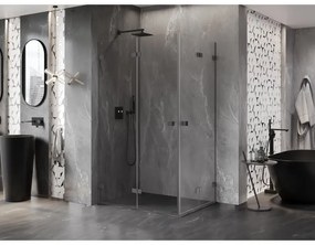 Mexen Lunar-F Duo, skladací sprchový kút 80 x 75 cm, 8mm číre sklo, grafitový profil, 836-080L-075P-95-00