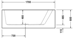 Duravit Paiova - Vaňa 1700x1300 mm, vytvarovaný sklon pre chrbát na pravej strane, s panelom a nohami, biela 700267000000000