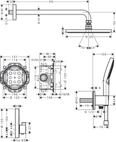 Hansgrohe Raindance S, sprchový systém 240 1jet PowderRain s termostatom ShowerSelect S, chrómová, HAN-27951000