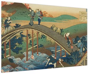 Obraz - Katsushika Hokusai, Ariwara no Narihirafrom the series One Hundred, Poems Explained by the Nurse (Hyakunin isshu uba ga etoki), reprodukcia (90x60 cm)
