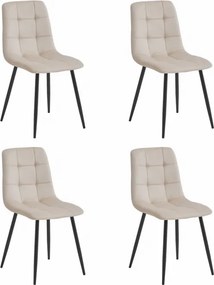 Set štyroch jedálenských stoličiek KARA béžové / čierne nohy (4ks)