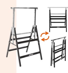 Teleskopické lešenárske kozy DANNY, sada 2 ks, max. 200 kg, 60 x 56 x 81-130cm, strieborná/čierna Jurhan