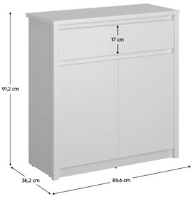 Tempo Kondela Komoda 2D1S, biela, ERODIN