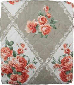 Šedý prehoz na jednolôžko s kvetinovým motívom Flowery - 140*220 cm