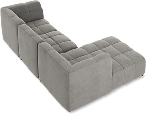 Sivá zamatová rohová pohovka (ľavý roh/s leňoškou) Aloha – Makamii