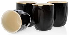 Keramický pohár s lyžičkou Kendi Black 300 ml sada 4ks