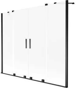 Mexen Velar Duo, 2-krídlová vaňová zástena s posuvnými dverami 170 x 150 cm, námraza, čierny matný profil, 896-170-000-32-70
