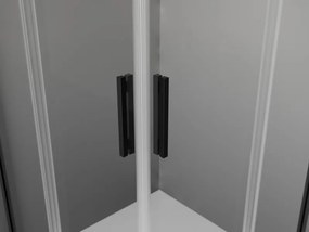 Mexen Exo, štvorcový sprchovací kút s posuvnými dverami 90x90 cm, 6mm číre sklo, čierny profil, 8111-090-090-70-00