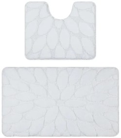 Sada kúpeľňových koberčekov SUPREME STONES kamienky, biela