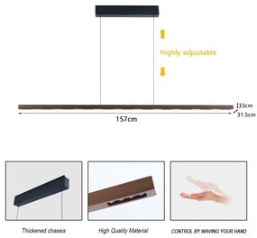 Immax NEO 07309L-LED stmievateľný luster na lanku so senzorom MADEIRA 37W/230V 157 cm orech