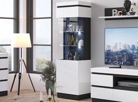 Vysoká vitrína Campania 60 cm, biela/antracit, pravá