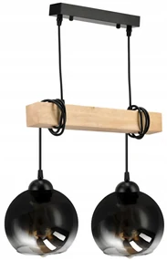 BERGE LED závesné stropné svietidlo drevený trámový 2xE27 Luster Smoke Grey