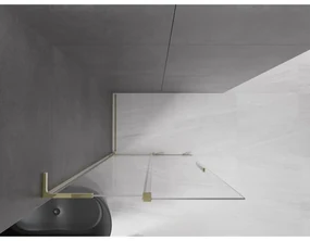 Mexen Velar L, posuvná sprchová zástena Walk-in 110 x 200 cm, 8mm číre sklo, zlatá lesklá, 871-110-003-03-50