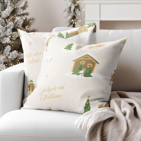 Goldea vianočná bavlnená obliečka na vankúš - pásli ovce valaši 45 x 45 cm