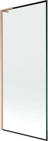 Mexen Next L, 1-krídlová vaňová zástena 80 x 150 cm, 6mm číre sklo-čierny vzor, medený profil, 895-080-000-03-70-65