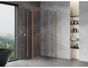 Mexen Mist T, sprchový kút s krídlovými dverami, 75 x 75 cm, 8mm číre sklo, medený profil, 8A4T-075-075-65-00