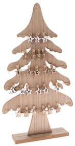 Drevený adventný kalendár Stromček hnedá, 26,5 x 47,2 cm