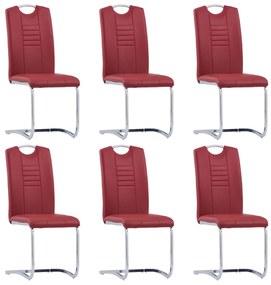 Jedálenské stoličky, perová kostra 6 ks, červené, umelá koža 278837