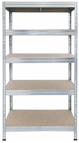 Bezskrutkový kovový regál RIVET, 180x90x45 cm, 5x HDF polica, zinok