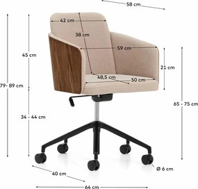 Hnedá čalúnená kancelárska stolička Madai – Kave Home