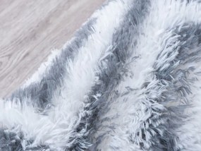 TZ Biely okrúhly vzorovaný koberec shaggy Decor Cube Rozmer: 140 cm