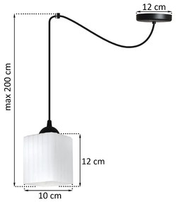 Závesné svietidlo Riffle Square Spider, 1x biele sklenené tienidlo, b