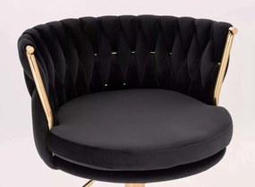 LuxuryForm DESIGN Stolička LYON VELUR na zlatom tanieri - čierna