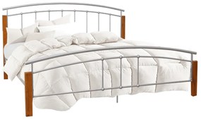 Kondela Manželská posteľ, drevo jelša/strieborný kov, 160x200, MIRELA