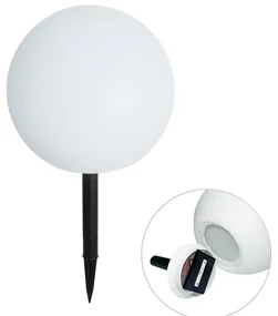 Vonkajšia lampa biela 30 cm vrátane LED IP44 solárna RGBW - Ludger