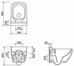 Cersanit, závesné wc Caspia CleanOn bez sedátka, biela, K11-0233