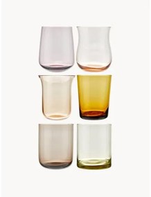 Súprava ručne fúkaných pohárov na vodu v rôznych farbách Diseguale, 6 dielov